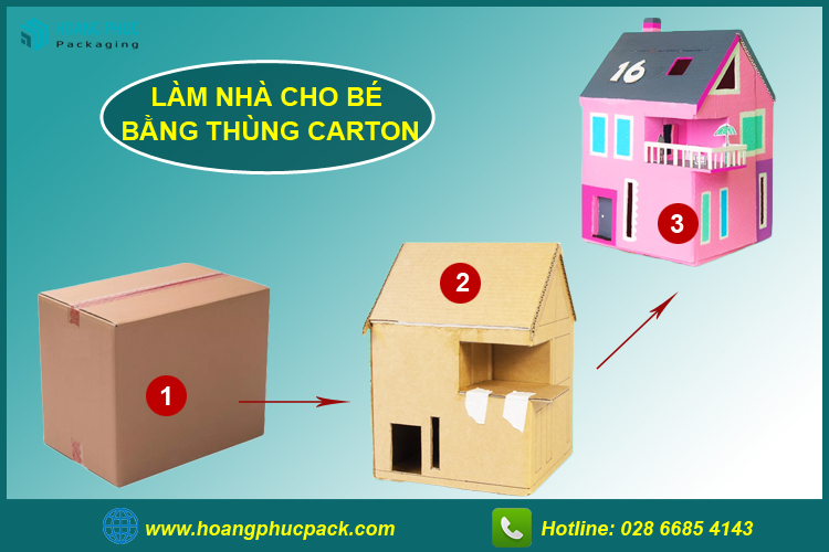 Làm nhà cho bé bằng thùng carton 